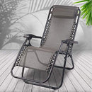 Gardeon Zero Gravity Portable Reclining Lounge Folding Outdoor Camping Beach Chair Beige