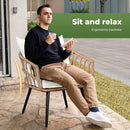 Levede 3PCS Outdoor Furniture Setting Patio Garden Table Chair Set Wicker Lounge, Balcony PE Rattan Conversation Sets with Back Seat Cushion Tempered Glass for Backyard, Poolside