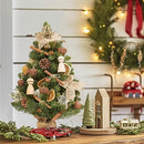 WBHome 1.8 Feet Pre-lit Decorated Tabletop Christmas Tree, Boho-Minimalist Christmas Themed Decorations with Pine Cones, Pre-Lit Mini Christmas Tree, 35 Bulbs