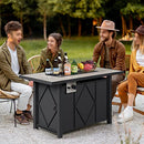 Yaheetech Propane Fire Pit Large Fire Pit Table 50,000 BTU Firepit with Ceramic Tabletop & Steel Base, Glass Fire Stones & Water-Resistant Cover for Outside, 43in