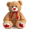 HollyHOME Giant Teddy Bear Stuffed Animal Large Bear Plush with Red Heart for Girlfriend and Kids Valentine's Day 36 inch Tan