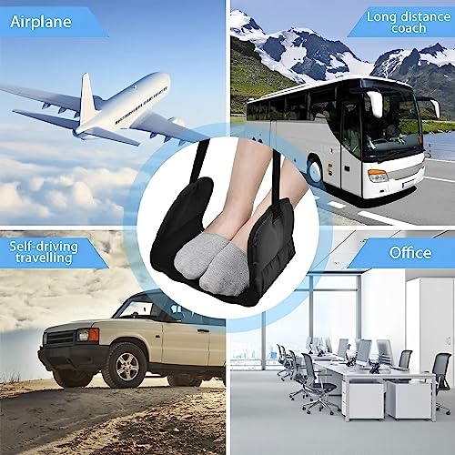 Airplane Footrest Adjustable Hanging Footrest Hammock Plane Leg Rest Foldable Memory Foam Plane Foot Hammock Office Footrests for Airplane Travel Flight Train Office