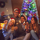 Costway 1.8M/6 ft Pre-lit Snow Flocked Christmas Tree with 9 Lighting Modes and Color Changing LED Lights, Artificial Xmas Hinged Tree with Remote Controller, Xmas Pine Tree Christmas Decoration for Home, Office, Party