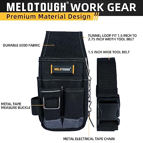 MELOTOUGH Small Tool Pouch, Pocket Tool Pouch Tool Belt Pouches with Belt Clip Utility Mini Tool Organizer Pouch for Electrician, Carpenter, Construction, Technician