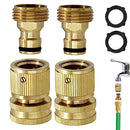 PACIOCEAN 4 Sets Garden Hose Quick Connect，3/4 Inch GHT Solid Brass Male and Female Garden Hose Fittings（European Style),3/4 Inch Male Hose