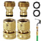 PACIOCEAN 4 Sets Garden Hose Quick Connect，3/4 Inch GHT Solid Brass Male and Female Garden Hose Fittings（European Style),3/4 Inch Male Hose