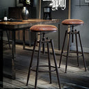 Levede 4X Bar Stool Kitchen Wooden Leather Barstools Industrial Swivel Chairs