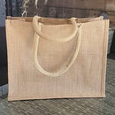 (Pack of 2 Bag) 100% Natural Jute Bag, Reusable Shopping Bag, Hessian Bag, Eco Friendly Bag (Size 32H cm x 40W cm x 18D cm)