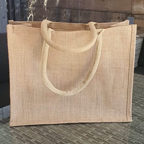 (Pack of 2 Bag) 100% Natural Jute Bag, Reusable Shopping Bag, Hessian Bag, Eco Friendly Bag (Size 32H cm x 40W cm x 18D cm)