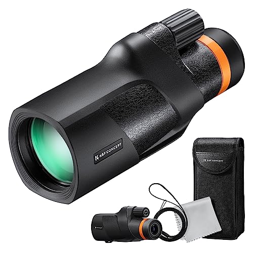 K&F Concept® 12X50 Monocular Telescope with Cleaning Cloth, FMC Lens & BAK4 Prism Telescopes for Adults, Sky Captain HD Monocular for Bird Watching Hunting Hiking Camping Travelling
