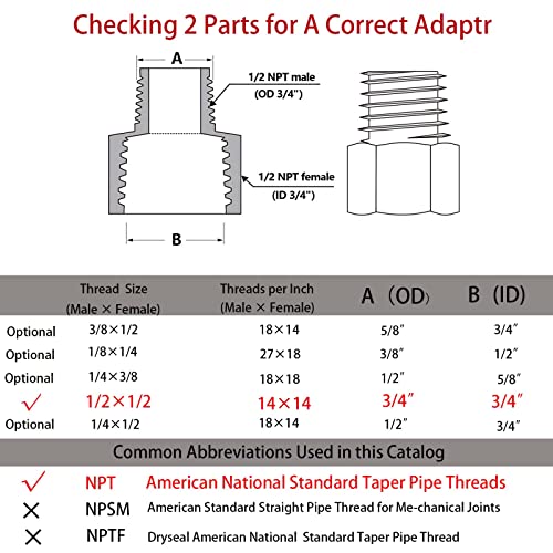 [2-Pack] APLWY 1/2" Female NPT x 1/2" Male NPT Brass Pipe Fitting Reducer Adapter (1/2"M x 1/2"F)