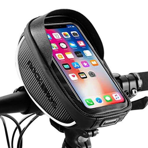 ROCKBROS Bike Handlebar Bag Waterproof Bicycle Front Top Tube Cellphone Bag Fits for 6.5" Below Phones Sensitive TPU Black