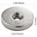 1.26"D x 0.2"H Neodymium Disc Countersunk Hole Magnets. Strong Permanent Rare Earth Magnets with Screws - Pack of 8