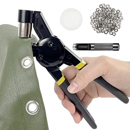 【Upgraded Version】 Grommet Tool Kit,Handheld 3/8 inch Eyelet Kit Manual Grommet Press Machine with 500 pcs 10 mm Grommets