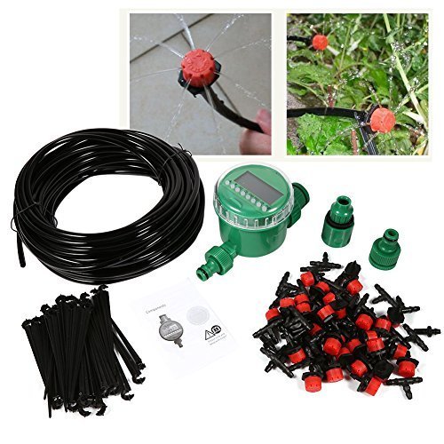 Micro Drip Irrigation System with Hose Timer Dripper Sprinkler Plant Watering Irrigation Pipe Irrigation Spray for Flower Lawn Patio Garden Greenhouse Plants