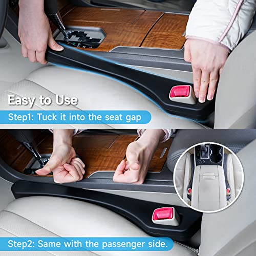 Car Seat Gap Filler Set of 2 Soft Foam Seat Gap Filler Universal Fit Car SUV Truck to Fill The Gap Between Seat and Console Stop Things from Dropping Drop Blocker (Black)