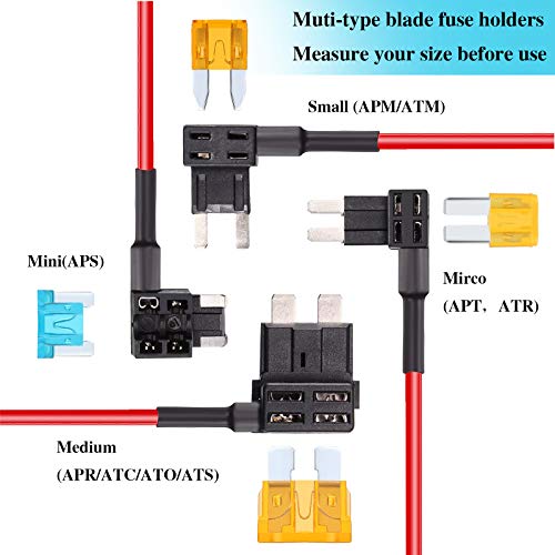 36 Pieces Fuse Taps Set, 4 Types 12V Piggy Back Fuses Adding a Circuit Adapter and Fuse Kit Fuse Holder Mini Low Profile Tap Adapter for Cars Trucks Boats