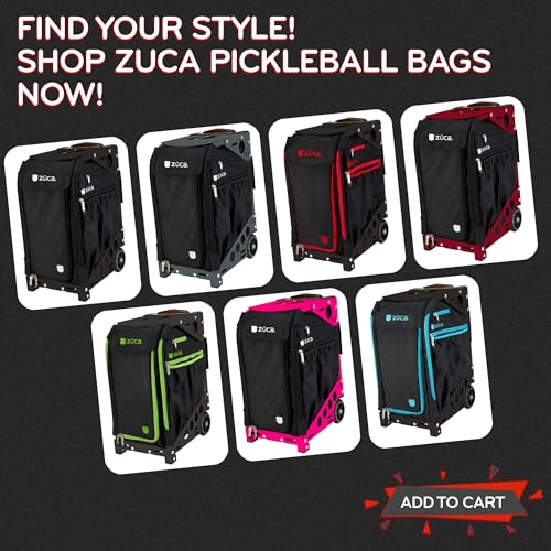 ZUCA Pickleball Pro Bag - Professional Touring Pickle Ball Bag for Men and Women - TSA Approved Large Touring Case for Travel (Black Aluminum Frame w/Black on Black Insert)