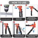 HAUTMEC Pop Rivet Gun,4 in 1 Hand Riveter with 4 Tool-Free Interchangeable Rivet Heads HT0087-HR