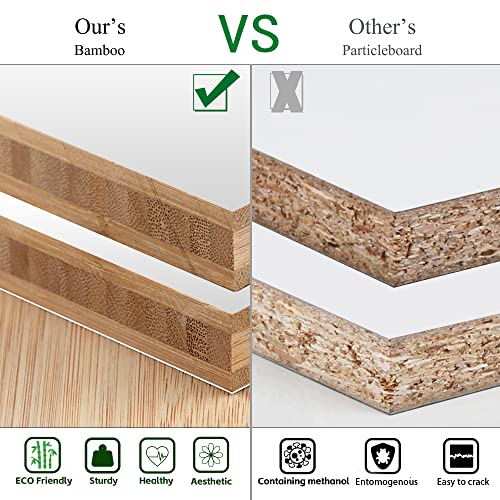 ZHOMUD Blanket Ladder, 6 Tier Blanket Holder, 68.9 Inch Tall Blanket Rack, Ladder Shelf Against The Wall, Rustic Bamboo Quilt Rack Stand for Bathroom, Living Room, Bedroom, Balcony, White