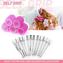 24pcs Hair rollers,12 Pcs Jumbo Big Hair Rollers Set Hair Curlers Self Grip Holding Rollers with 12 Stainless Steel Duckbill Clips for Long Medium Short Thick Fine Thin Hair Bangs Volume