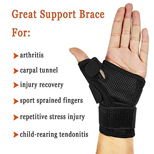 Thumb Spica Splint Wrist Stabilizer Support Brace For thumb Pain, Tendonitis, Arthritis & Sprains One Size Fits Most Fits Both Hands Unisex Black 1 Piece