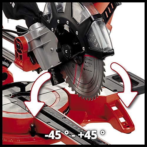 Einhell 4300395 Dual Drag, Crosscut and Miter Saw TC-SM 2534/1 (Maximum 2350 W, Integrated Drag Function, Saw Head Tilts to Left/Right, Laser, Include Carbide-Tipped Precision Saw Blade)