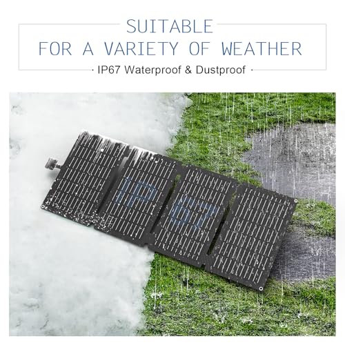 WERCHTAY Portable Solar Panel 30W Foldable Solar Charger with DC Output, QC2.0/3.0/PD USB and Type C Compatible with Phones, Tablet, and Power Station, IP67 Waterproof for Camping, Hiking, Backpacking