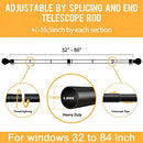 Curtain Rods for Windows 48 to 84, 1 Inch Black Curtain Rod Set, Heavy Duty Drapery Rods with Adjustable Curtain Rods, Outdoor Curtain Rod with Ball Finials, Room Divider Curtain Rod, 48"-86"