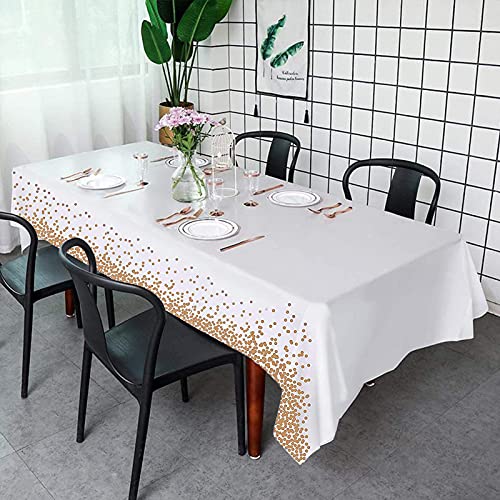 FYY 4 Pack Disposable Plastic Tablecloths, 54" X 108" Plastic Tablecloths for Indoor or Outdoor Tables Parties Christmas Picnic Birthdays and Weddings