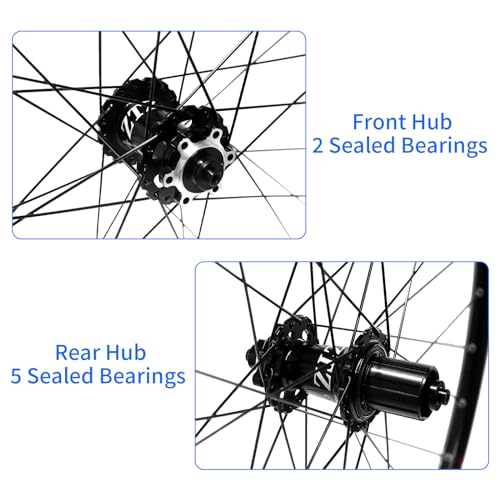 ZTZ 26"/27.5"/29" Mountain Bike Wheelset，Ultralight Aluminum Alloy Rim 32H High Strength Bike Wheels， Quick Release Disc Brake MTB Wheel Set， Compatible 7-12 Speed Cassette