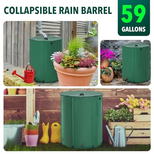 225L Rainwater Collection System, Rain Water Barrel Collapsible Bucket Portable Storage Container for car Washing, Irrigation, Outdoor Cleaning Water Tank