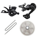 JGbike Compatible 10 Speed MTB 4pc groupset for Shimano Deore M4100: Right Shift Lever,4120 5120 SGS Long cage Rear Derailleur, 4100 11-42T 46T Cassette or Sunrace 11-46T Cassette, KMC X10 Chain