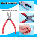 Glarks 4Pcs Heavy Duty Glass Running Pliers Tools Set, Breaker Grozer Plier with Glass Cutter and Pencil Style Oil Feed Carbide Tip Glass Cutter for Mosaic/Tiles/Mirror/Stained Glass Cutting