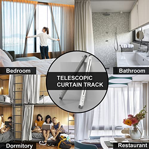 YXHOMME Ceiling Curtain Track, Telescopic Ceiling Mount Curtain Track System Adjustable Room Divider Track Set (2.8ft-5ft)