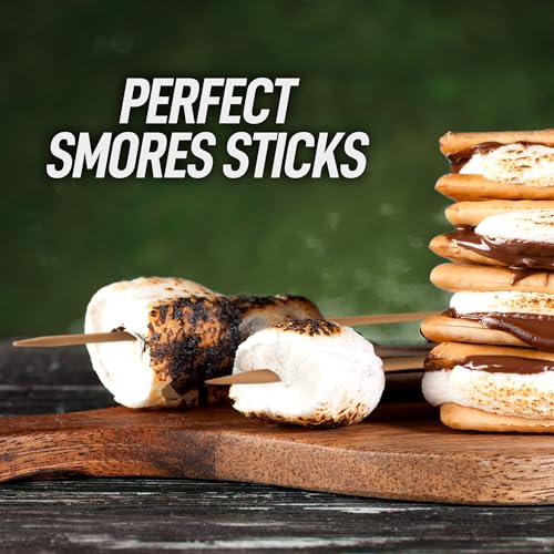 Zulay Kitchen Authentic Bamboo Marshmallow Smores Sticks - 40 Extra Long 17.5" Roasting Sticks - 5mm Heavy-Duty Bamboo Skewers - Thick Smore Sticks - Ideal for Grilling - Marshmallow Sticks Camping