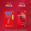 Durex Thin Feel Latex Condoms Regular Fit, Pack of 30