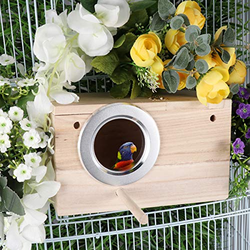 POPETPOP Outdoor Bird Aviary Bird Nesting Bird Viewing Boxes Birdemic Parakeet Bird Watching Holder Birdhouse for Finches Lovebird Birdhouse for Wild Birds Pet Nest Window Wooden