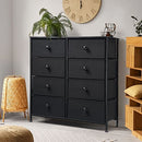 Luxsuite Chest of 8 Drawers Cabinet Tower Dresser Organizer Clothes Toys Storage Unit Fabric Bin Steel Frame Living Room Bedroom Hallway Entryway Furniture Black