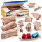 Play22 Wooden Train Tracks - 52 PCS Wooden Train Set + 2 Bonus Toy Trains - Train Sets for Kids - Car Train Toys is Compatible with Thomas Wooden Railway Systems and All Major Brands - Original - by