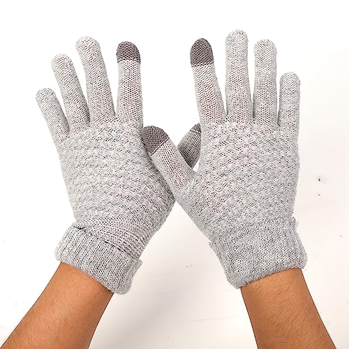 Winter Gloves Touch Screen Warm Knitted Wool Mittens Full Finger Acrylic Gloves for Men and Women