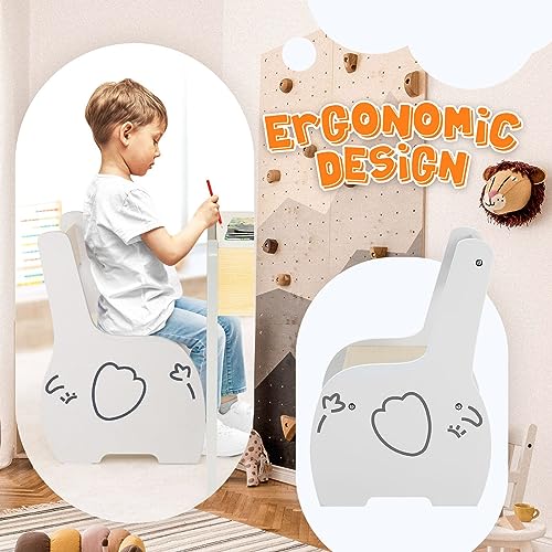 Kidbot Kids Table and 2 Chairs Set Childrens Desk with Storage Wooden Toddler Furniture Activity Centre for Drawing Study Reading