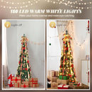 VINGLI 6ft Pre lit Pop Up Christmas Tree with Lights, Pre-Decorated Artificial Pencil Xmas Tree Collapsible Christmas Tree Holiday Party Decorations (Red&Gold)