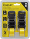 Stanley S10002 Black/Yellow 1" x 10' Ratchet Tie Down Straps - Light Cargo Hauling (1,500 lbs Break Strength), 2 Pack