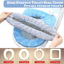 Reginary 16 Pcs Thicker Toilet Seat Cover Pads Bathroom Soft Toilet Seat Warmer Stretchable Washable Fibre Cloth Toilet Seat Cushion Cover Toilet Seat Cover, Easy Installation