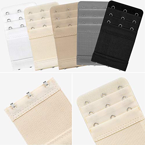 Bigqin 10 Pieces Bra Extender, Elastic Extension Hook Strap with 3 Rows 2 Hooks 3 Hooks