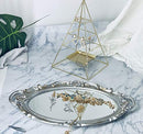 (Golden Silver) - Mirrored Tray,Decorative Mirror for Perfume Organiser Jewellery Dresser Organiser Tray and Display,Vanity Tray,Serving Tray,25cm x 36cm (Golden Silver)