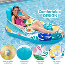 Pool Float with Canopy, Cup Holder - XL Pool Chair Lounge Float with Adjustable Sun Shade Cover, Drink Holder, Ergonomic Headrest,Inflatable Pool Float for Adults (Lemon-Pineapple)