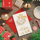 Recycled Christmas Cards with Envelopes (Set of 8), Christmas Folding Cards for Christmas Greetings - White/Gold