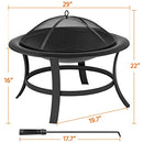 Yaheetech Fire Pits 29in Fire Pit for Outside Round Wood Burning Burning Firepits Fire Bowl with Spark Screen for BBQ Backyard Patio Camping, Black